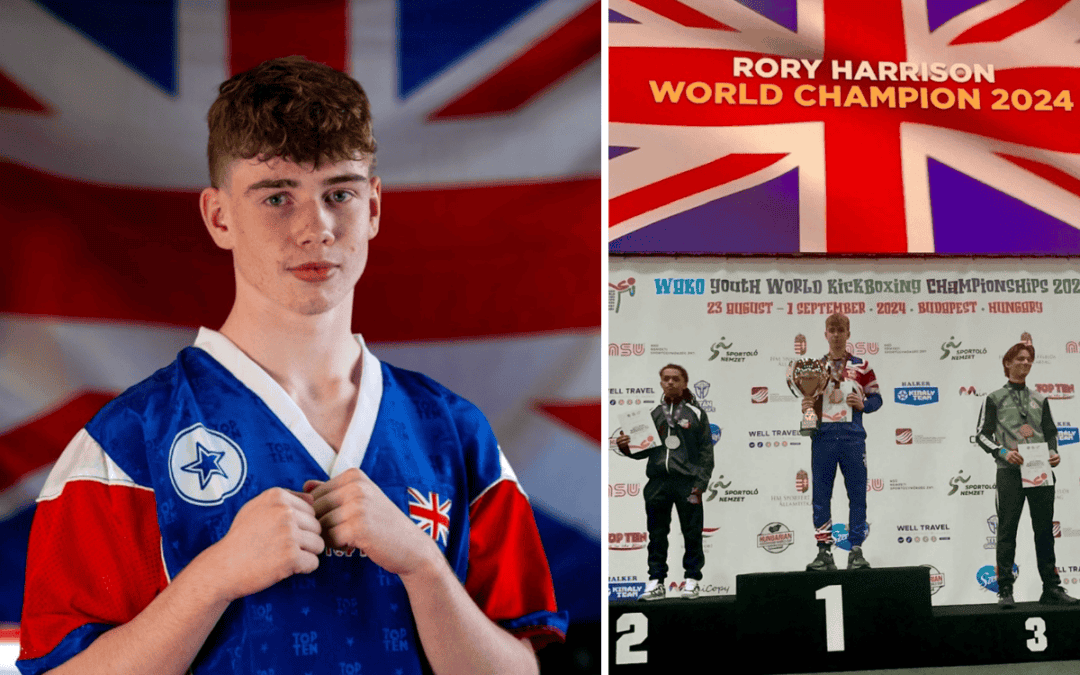 Cheadle Hulme Sixth Form and Elite pathway student Rory is crowned the Junior Men’s Kickboxing World Champion.