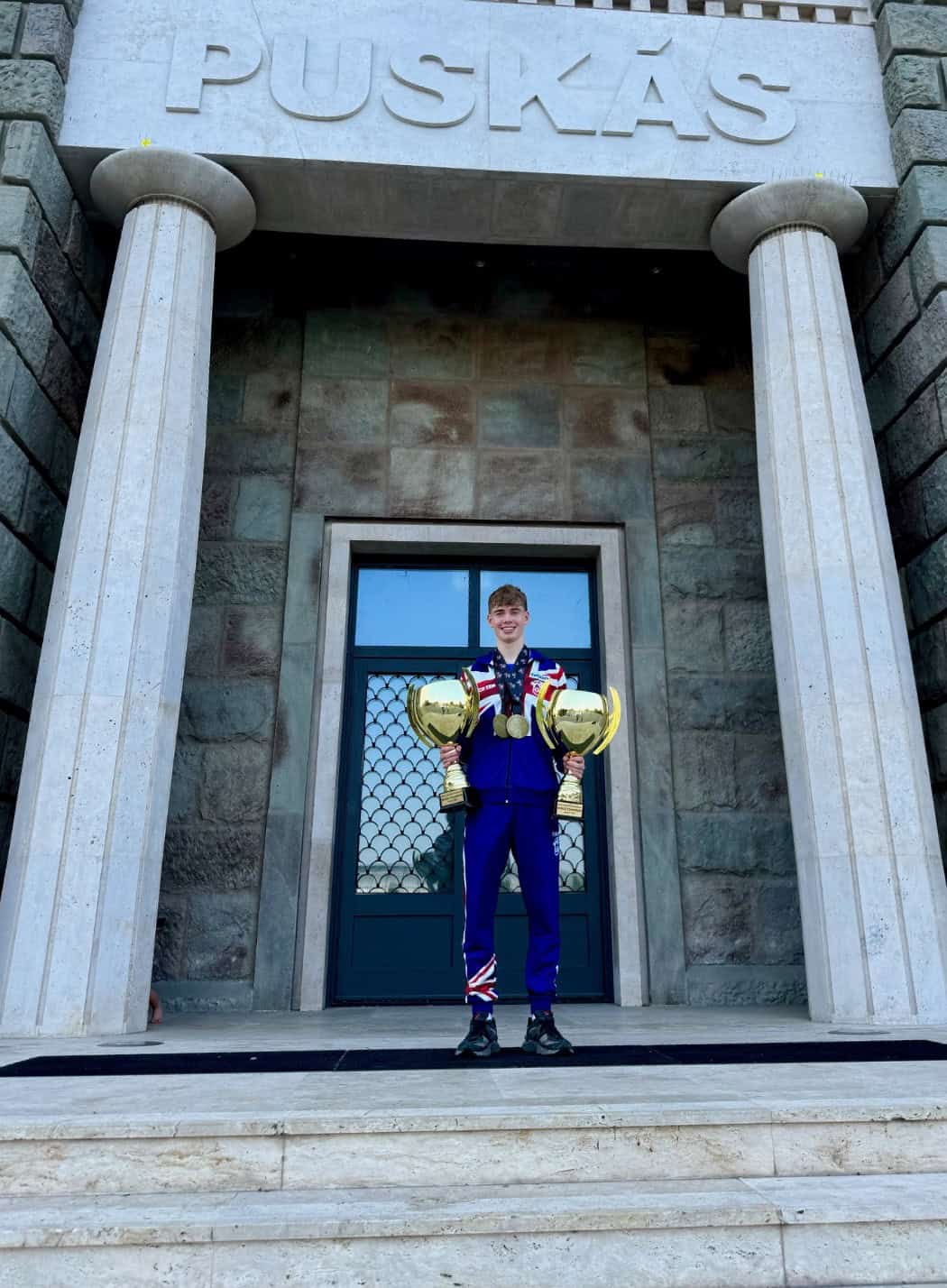 Cheadle Hulme Sixth Form and Elite pathway student Rory holds two gold trophies as the Junior Men’s Kickboxing World Champion.